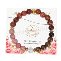 Gemstone Bracelets, Wood, with Rhodonite & Elastic Thread & Tiger Eye, Round, fashion jewelry & for woman, mixed colors Approx 18 cm 
