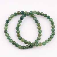 Natürliche Moosachat Perlen, Moos Achat, rund, poliert, Modeschmuck & unisex, grün, 6mm, Länge:ca. 19 , verkauft von PC