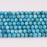 Einzelne Edelstein Perlen, Apatite, rund, poliert, DIY, blau, 8mm, Länge:ca. 38 cm, ca. 49PCs/Strang, verkauft von Strang