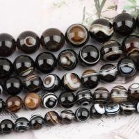 Perles agates, Agate, Rond, poli, DIY & normes différentes pour le choix, noire Environ 38 cm, Vendu par brin