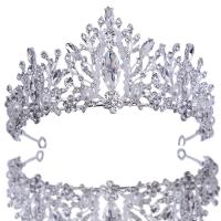 Bridal Tiaras, Zinc Alloy, with Plastic Pearl, silver color plated, for woman & with rhinestone 