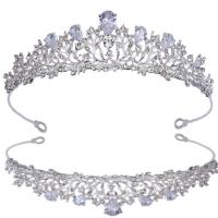 Bridal Tiaras, Zinc Alloy, with Cubic Zirconia, silver color plated, for woman 