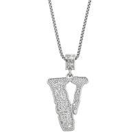 Rhinestone Zinc Alloy Necklace, with 304 Stainless Steel Chain, plated, fashion jewelry & with rhinestone, silver color cm 