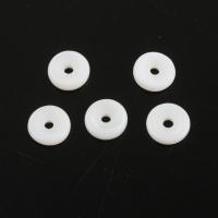 Abalorios de Nácar Blanca Natural, Esférico, Bricolaje, Blanco, 7.7x7.7x2.4mm, agujero:aproximado 1.4mm, Vendido por UD