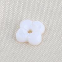 Natürliche weiße Muschelperlen, Blume, DIY, weiß, 8.5x8.5x2.5mm, Bohrung:ca. 1.2mm, verkauft von PC[