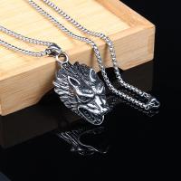 Titanium Steel Jewelry Necklace, Wolf, handmade, fashion jewelry & for man, original color Approx 60 cm 