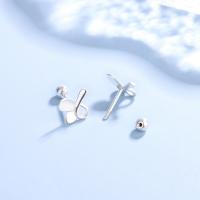 Sterling Silver Stud Earring, 925 Sterling Silver, plated, for woman, platinum color 