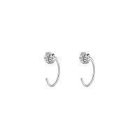 Cubic Zirconia Micro Pave Sterling Silver Earring, 925 Sterling Silver, plated, micro pave cubic zirconia & for woman, platinum color, 12mm 