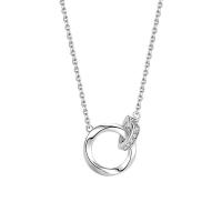 Cubic Zirconia Micro Pave Sterling Silver Necklace, 925 Sterling Silver, with 5CM extender chain, plated, micro pave cubic zirconia & for woman Approx 45 cm 