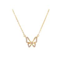 Cubic Zirconia Micro Pave Sterling Silver Necklace, 925 Sterling Silver, with 5CM extender chain, Butterfly, plated, micro pave cubic zirconia & for woman Approx 45 cm 