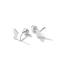 Sterling Silver Stud Earring, 925 Sterling Silver, Butterfly, plated, for woman, platinum color 