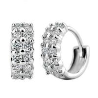 Cubic Zirconia Micro Pave Sterling Silver Earring, 925 Sterling Silver, plated, micro pave cubic zirconia & for woman, platinum color, 3.5*12.6mm 