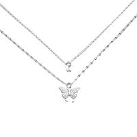Cubic Zirconia Micro Pave Sterling Silver Necklace, 925 Sterling Silver, with 5CM extender chain, Butterfly, plated, micro pave cubic zirconia & for woman Approx 45 cm 