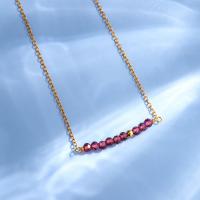 Sterling Silver Jewelry Necklace, 925 Sterling Silver, with Garnet, with 5CM extender chain, plated, for woman, golden Approx 45 cm 