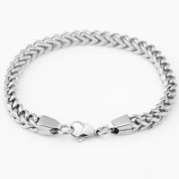 Fashion Stainless Steel Jewelry Sets, 304 Stainless Steel, bracelet & necklace, plated, for man, silver color, 60cm,24cm 