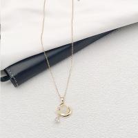 Titanium Steel Jewelry Necklace, with Jade, fashion jewelry & with rhinestone, 45cm 