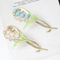 Hair Clip, Zinc Alloy, Tulip, gold color plated, for woman & enamel 105mm 