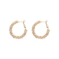 boucles d'oreilles cerceau en alliage zinc, laiton, Placage de couleur d'or, bijoux de mode & pour femme, 40mm, Vendu par paire