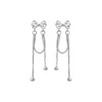 Cubic Zircon (CZ) Drop Earring, Zinc Alloy, Bowknot, silver color plated, fashion jewelry & micro pave cubic zirconia & for woman 