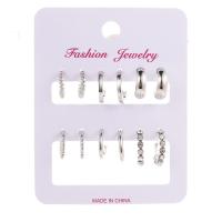 Zinc Alloy Earring Set, plated & for woman & with rhinestone, 12-17mm 