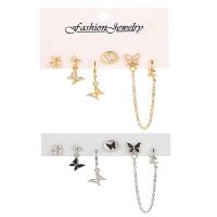 Zinc Alloy Earring Set, with Resin, Butterfly, plated, for woman & enamel & with rhinestone 9-48mm 