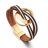 PU Leather Cord Bracelets, with Zinc Alloy, Geometrical Pattern, plated, multilayer & for woman Approx 7.8 Inch [