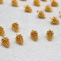 Colgantes de la joyería de cobre amarillo, metal, piña, chapado en oro de 18 K, Bricolaje, dorado, 11.5x8mm, Vendido por UD
