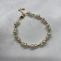 Bracelets de perles, perle d'eau douce cultivée, avec alliage de zinc, avec 5cm chaînes de rallonge, bijoux de mode & pour femme, blanc Environ 18 cm, Vendu par PC[
