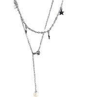 Stainless Steel Jewelry Necklace, 304 Stainless Steel, with Plastic Pearl, with 9.8cm extender chain, Double Layer & fashion jewelry & for woman, original color Approx 38.4 cm, Approx 30 cm [