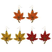 Glass Seed Beads Earring, Brass, with Seedbead, Maple Leaf, handmade, fashion jewelry & for woman 
