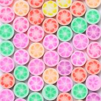 Flower Polymer Clay Beads, Flat Round, DIY, mixed colors, 10mm, Approx 
