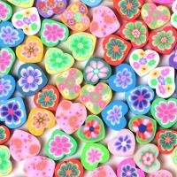 Flower Polymer Clay Beads, Heart, DIY, mixed colors, 10mm, Approx 