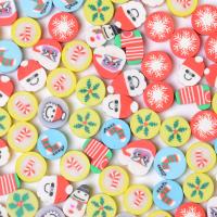 Perles d'argile polymère pour Noël , argile de polymère, DIY & mélangé, couleurs mélangées, 10mm, Environ Vendu par sac