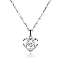 Cubic Zircon Micro Pave Brass Necklace, with 1.97inch extender chain, Heart, plated, fashion jewelry & micro pave cubic zirconia & for woman Approx 15.74 Inch 