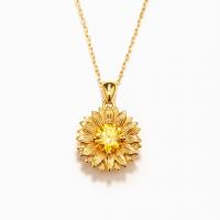 Cubic Zircon Micro Pave Brass Necklace, with 1.97inch extender chain, Sunflower, fashion jewelry & micro pave cubic zirconia & for woman Approx 15.74 Inch 