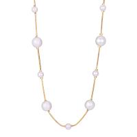 Plastic Pearl Necklace, Brass, with Plastic Pearl, with 1.97inch extender chain, gold color plated, fashion jewelry & for woman, golden Approx 16.54 Inch 