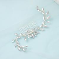 Bridal Decorative Hair Comb, Zinc Alloy, handmade, fashion jewelry & for woman & with rhinestone, silver color 