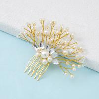 Bridal Decorative Hair Comb, Zinc Alloy, with Crystal & Plastic Pearl, handmade, fashion jewelry & for woman 