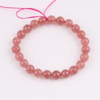 Single Gemstone Beads, Strawberry Quartz, Round, polished, DIY 