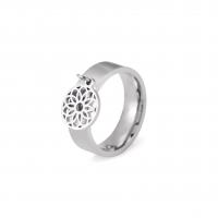 Stainless Steel Finger Ring, 304 Stainless Steel, Flower, Vacuum Ion Plating, fashion jewelry & for woman & hollow 
