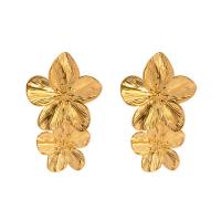 Stainless Steel Drop Earring, 304 Stainless Steel, Flower, plated, fashion jewelry, golden 