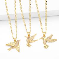Cubic Zircon Micro Pave Brass Necklace, with 5cm extender chain, Bird, plated, fashion jewelry & micro pave cubic zirconia cm 
