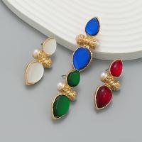 Resin Zinc Alloy Earring, with Resin & Plastic Pearl, fashion jewelry & for woman 
