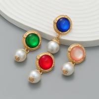 Kunststoff Perle Zink Legierung Ohrring, Zinklegierung, mit Harz & Kunststoff Perlen, Modeschmuck & für Frau, keine, 43x22mm, verkauft von Paar