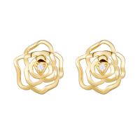 Sterling Silver Stud Earring, 925 Sterling Silver, petals, plated, for woman & with rhinestone 