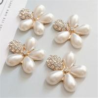 DIY Hair Flowers, Zinc Alloy, with Plastic Pearl, multifunctional & with rhinestone 
