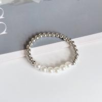 Glass Seed Beads Bracelets, Zinc Alloy, with Seedbead & Plastic Pearl, fashion jewelry 16cm 