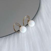 Brass Drop Earring, with Plastic Pearl, fashion jewelry 