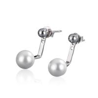 Sterling Silver Drop Earring, 925 Sterling Silver, with Glass Pearl, plated, fashion jewelry & for woman 
