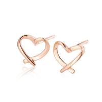 Sterling Silver Stud Earring, 925 Sterling Silver, Heart, plated, fashion jewelry & for woman & hollow 